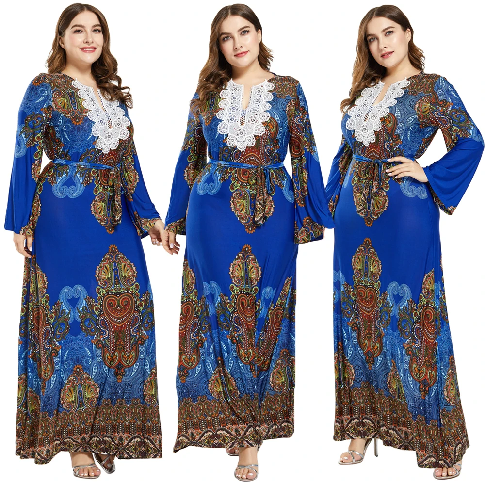 Винтажный Дубайский мусульманский Женский цветочный принт Abaya женский