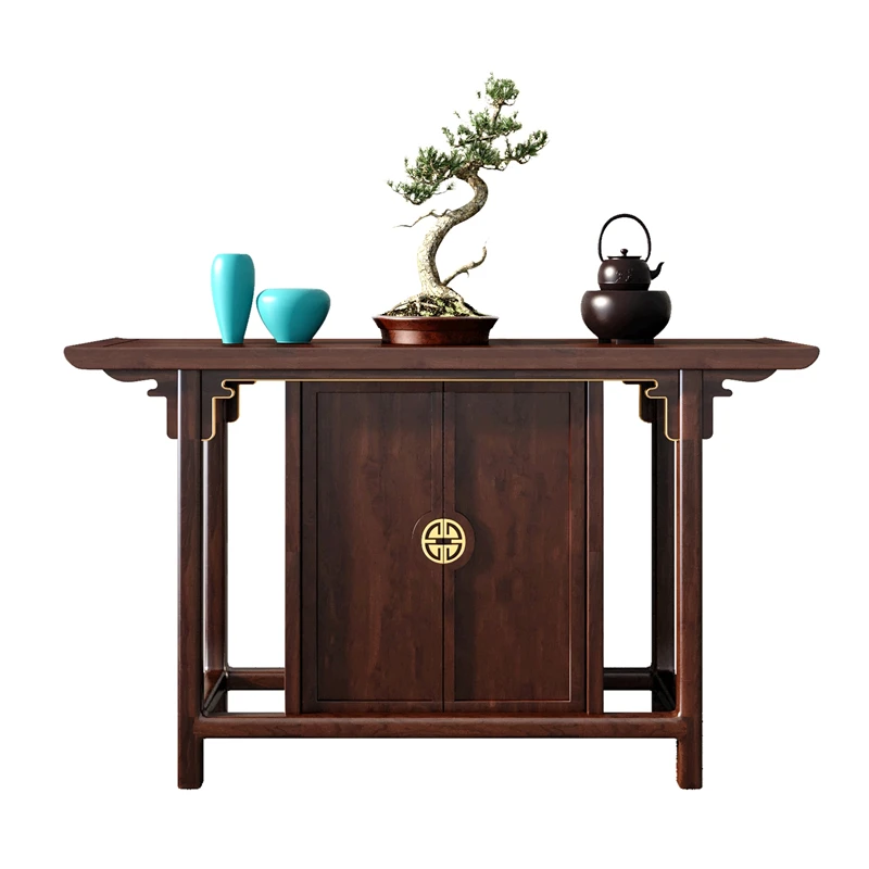 

GY New Chinese Style Ugyen Wood Hallway Cabinet Wall Console Tables Desk Solid Wood Altar Side View Table Customization