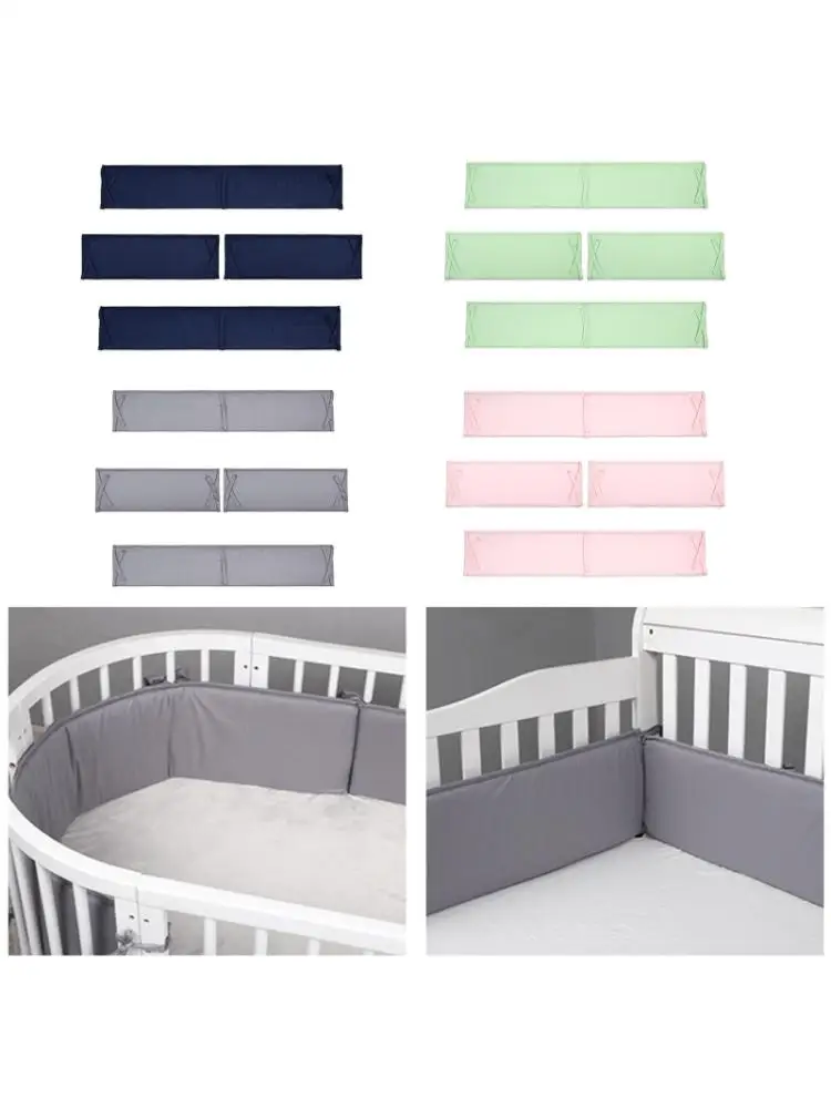 

4pcs/set Baby Bed Solid Color Cotton Crib Infant Bumper Strip Cradle Anti-collision Anti-drop Barrier for Children's Bed