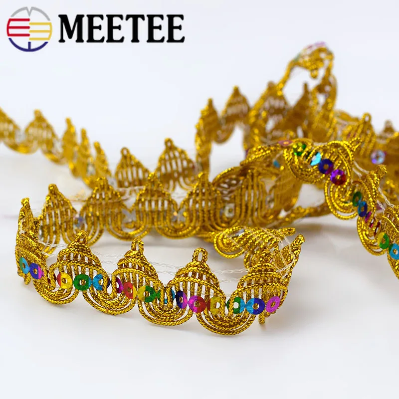 2 см 13 метров кружевные ленты с блестками отделка ткань вязаная золотая