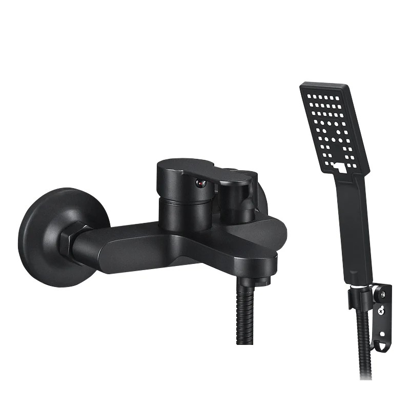 black brass bathroom shower faucet bath faucet mixer tap with hand shower head set wall mounted black shower set bathroom free global shipping