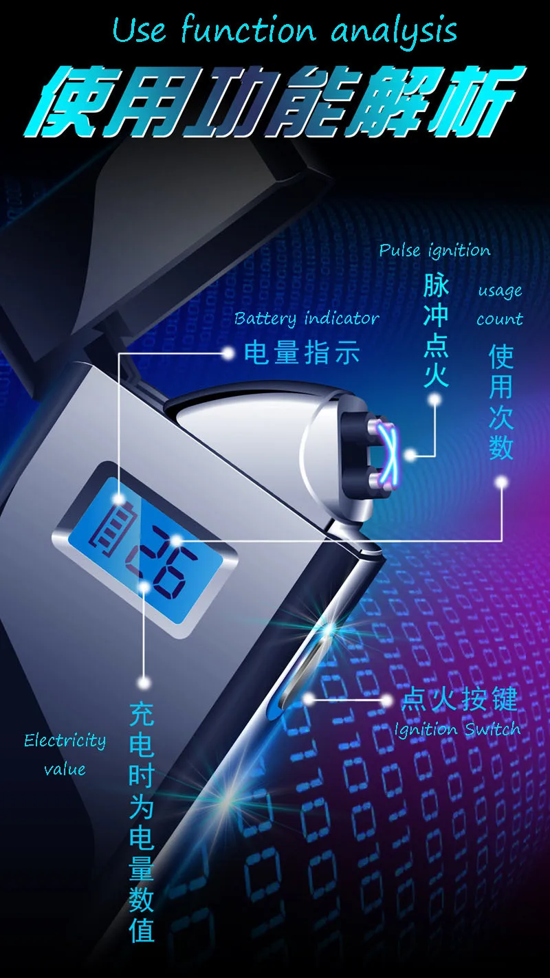 USB зарядка креативная Зажигалка для сигарет двойная дуга ветрозащитный