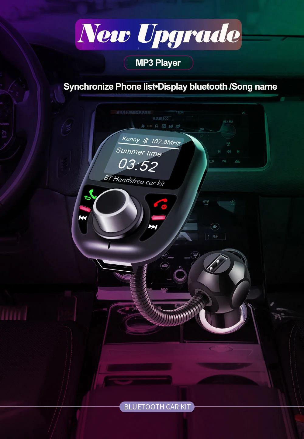 VR робот Bluetooth Handsfree автомобильный комплект fm-передатчик модулятор 5 в 3.4A USB зарядное устройство адаптер Aux автомобильное аудио TF U диск MP3 плеер