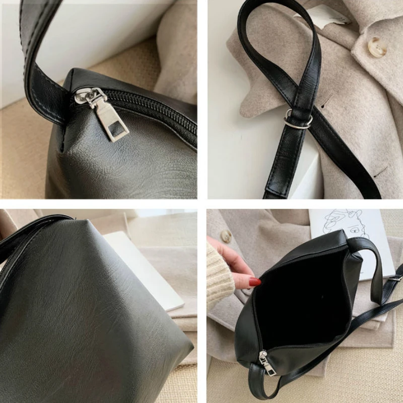 

Shoulder Bags Women Casual Big Tote Large Capacity Shopping Bag Handbags Zipper Single Strap Solid Simple Fashion Ulzzang Retro