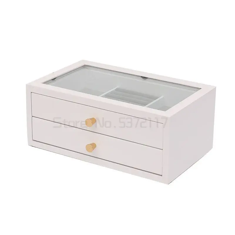 

Makeup organizer box Creativity Vintage Wood Home decor Storage box With a mirror Jewel case dressing case Cosmetic organizer