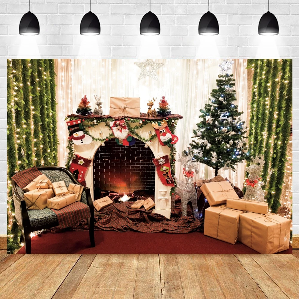 

Christmas Backdrop Fireplace Living Room Baby Vinyl Photography Photographic Background For Photo Shoot Booth Photozone Prop