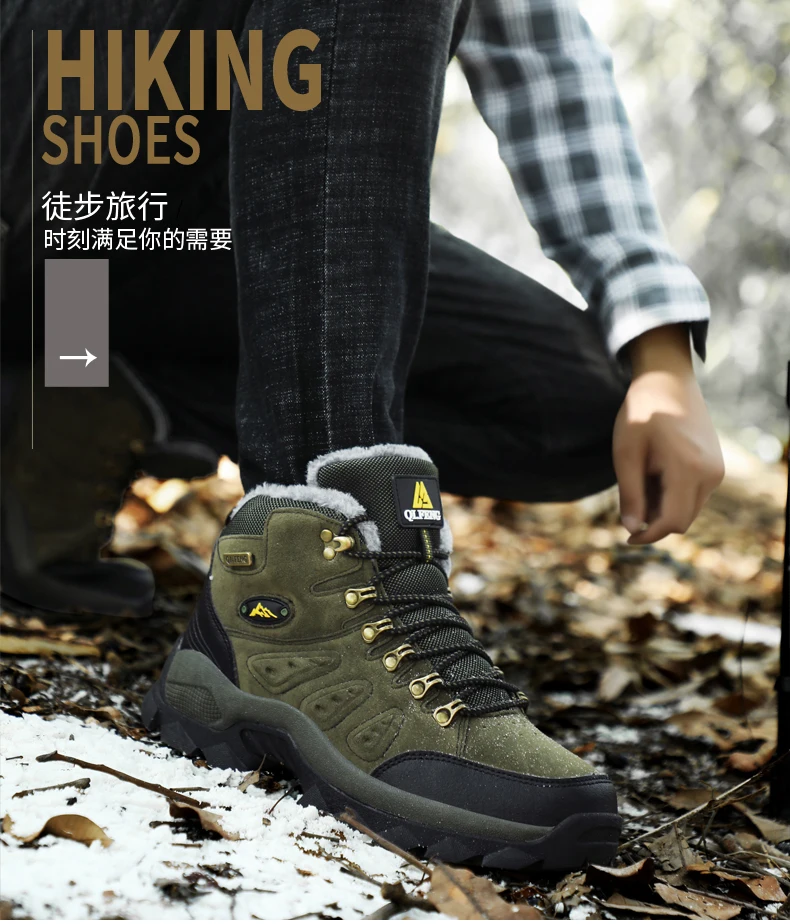 Winter Men's Ankle Boots Classic Outdoor Athletic Sneakers Athletic Shoes Women Boots Female Warm Large Size Cotton Shoes 36-48