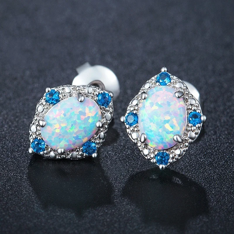 Модные ювелирные изделия изысканные серьги гвоздики Стразы Имитация опала для