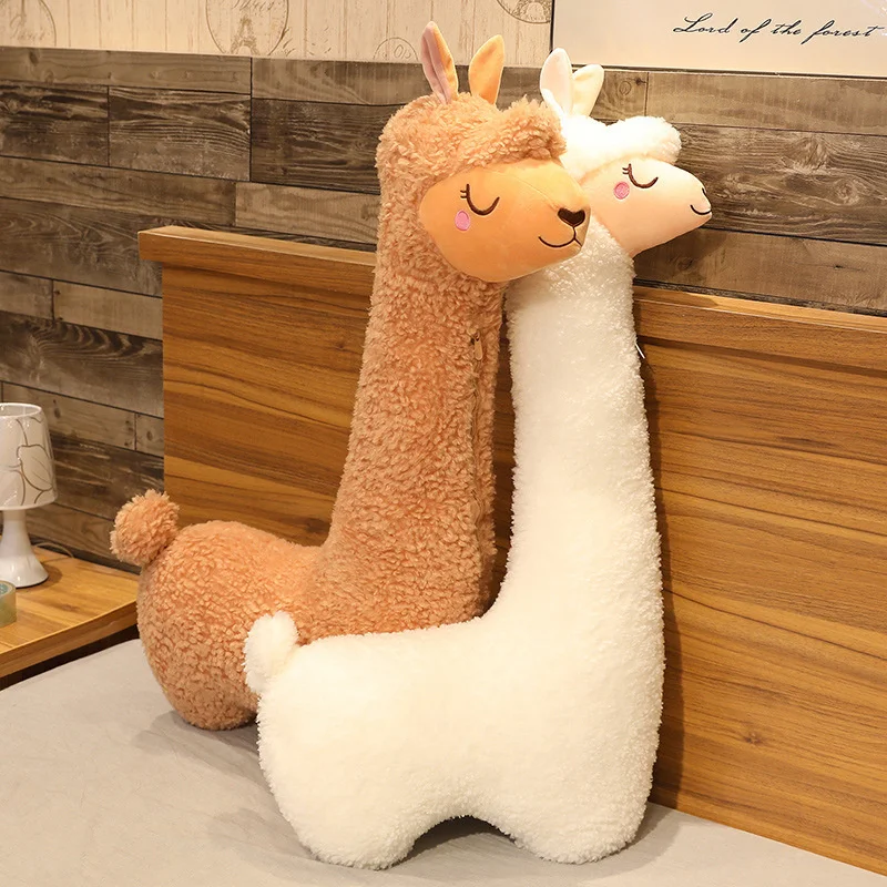 

70-130cm Alpaca Doll Pillow Plush Toy Stripe Grass Mud Horse Beast Kawaii Creative Home Decor Valentine Day Christmas Girls Gift