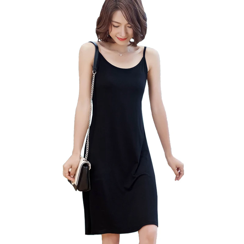 

Fashion High Quality Women's Dress Summer 2021 Modal Cotton Spaghetti Strap Long Dress Very Soft High Elasticity Plus Size M-3XL