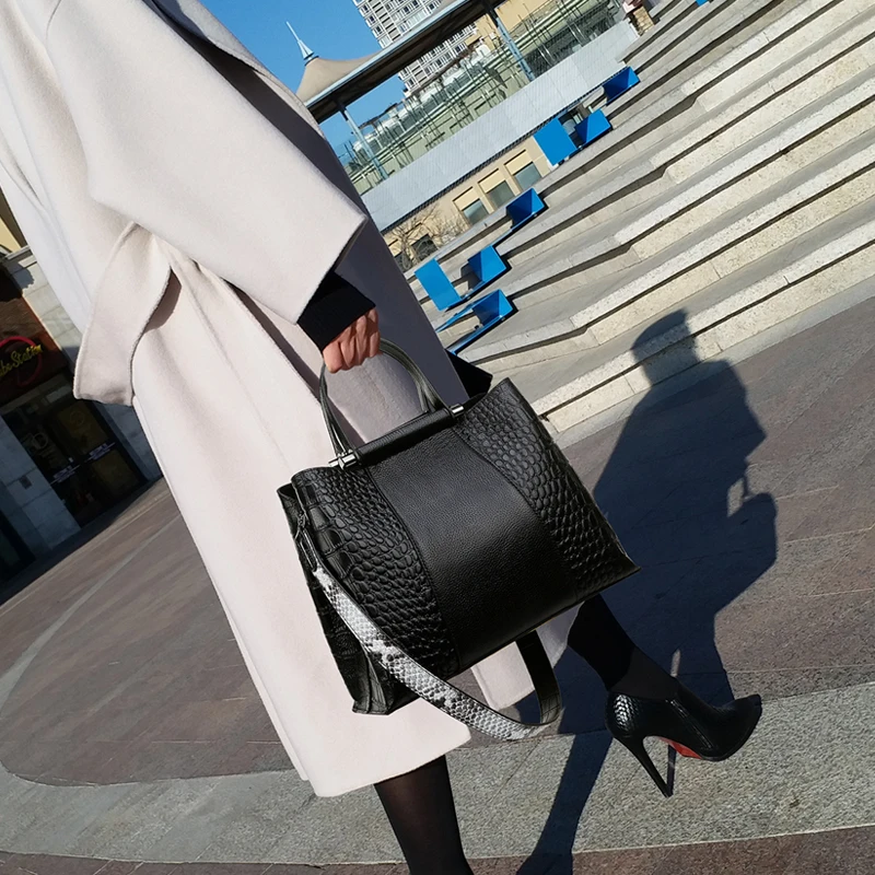 Женская кожаная сумка через плечо черная Повседневная 2019 | Багаж и сумки