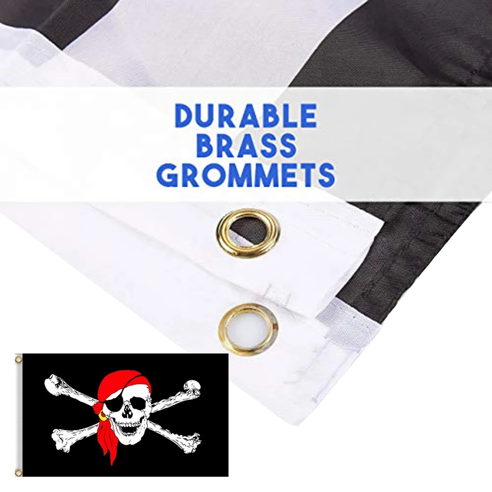 Флаг пирата с красным носовым платком-яркие цвета и выцветание-головка Canva