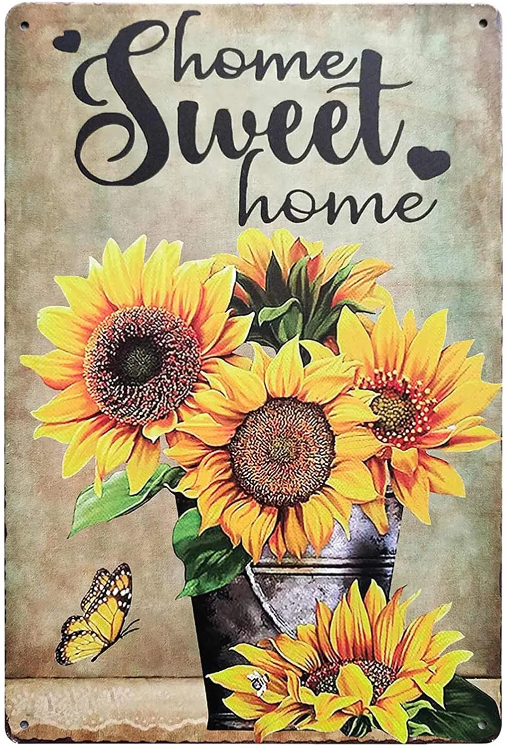 

TISOSO Home Sweet Home Fresh Sunflower Vintage Metal Sign Garden Decoration Farmhouse Decorative Wall Art Decor Home Coffee Bar