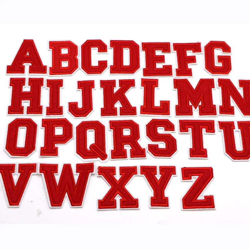 Новинка красная вышивка надпись термоклейкая нашивка именные буквы для одежды
