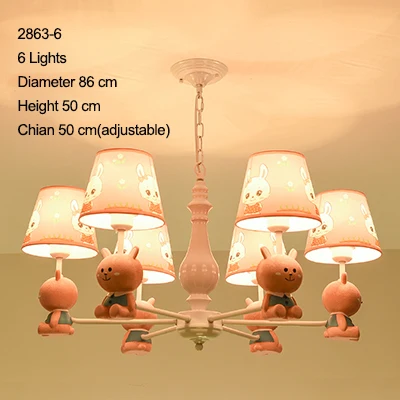 6 Lights Современный светодиодный светильник-Люстра для детской комнаты, цветной металлический светильник с кристаллами, светильник для спальни, детский потолочный светильник, украшение для дома - Цвет абажура: 6 Lights