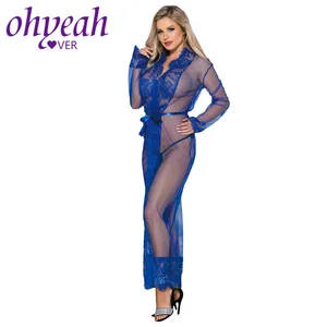 Ohyeahlover кружевные сорочки с длинными рукавами Babydoll пояс перспективное Эротическое белье плюс размер элегантное Ropa Sexi Mujer Porno RL80507