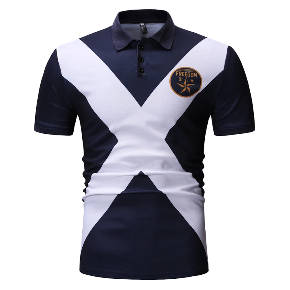 2019 Новая модная мужская рубашка поло с фирменным принтом Мужская Однотонная