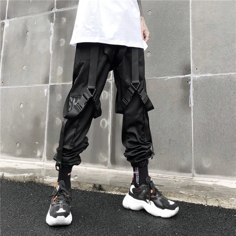 

2021Pants Men New Arrivals Casual Joggers Harem Pants Letter Print Hip Hop Sweatpants Trousers Streetwear Cargo Pants Men Black