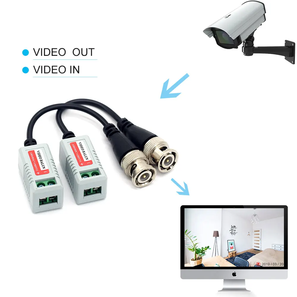 

New Passive Video Balun HD 8MP 5MP 1080P Transmission Twisted Pair Transmitter cctv cable for AHD/CVI/TVI Video Signal