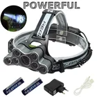 Головной Светодиодный фонарь XML T6 + Q5, 79 лм, 18650 светодиодов, передний фонарик, мощный перезаряжаемый аккумулятор + USB-кабель