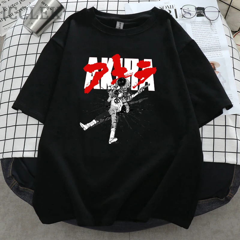 

Винтажная Мужская футболка с рисунком аниме Akira, уличная одежда в стиле Харадзюку, мужские летние повседневные Графические футболки в стиле...