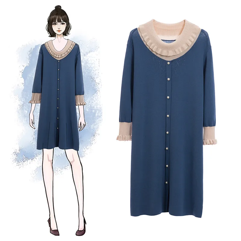 Платье женское весеннее эластичное кружевное средней длины с бусинами|Женские