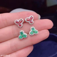 kjjeaxcmy fine jewelry 925 sterling silver inlaid natural emerald ruby popular cute womens earrings support detection fashion