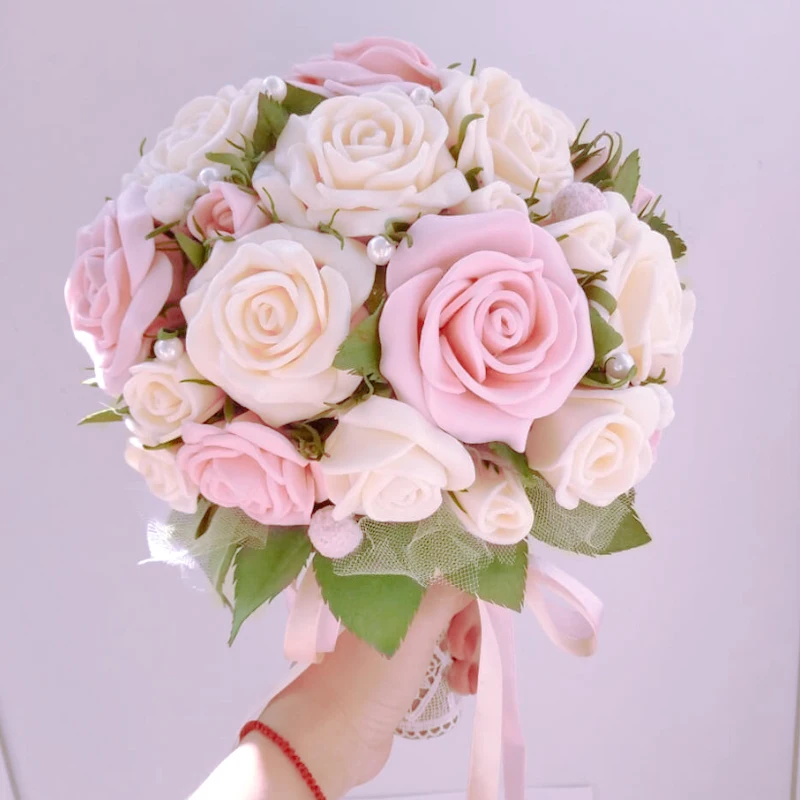 

Wedding decoration 25pcs Colorful Artificial PE foam rose Present for Valentine's day Wedding flower bouquet gift Bride to be de