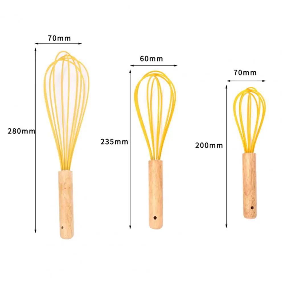

Manual Egg Beater Wooden Handle Silicone Mixer Egg Beaters Whisk Kitchen Gadgets Egg Cream Stirring Kitchen Baking Pastry Tools