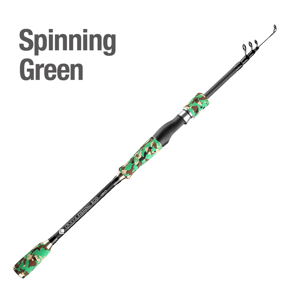 Spinning Green DONQL телескопическая удочка портативная камуфляжная спиннинговая Удочка 1,8 м-3,0 м карповая кормушка из углеродного волокна походная удочка - Цвет: Spinning Green