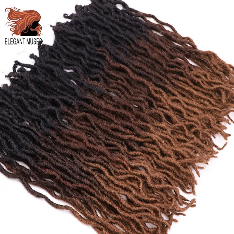 Элегантный MUSES Goddess Nu Locs, мягкие вязанные крючком волосы, косички, 12, 18 дюймов, faux Locs CURLY, синтетические волосы, предварительно петля, вязанные крючком косички