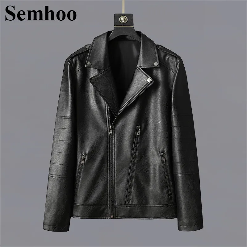 Мужские куртки и пальто Зимние лацканы сплошной цвет pu кожаная куртка