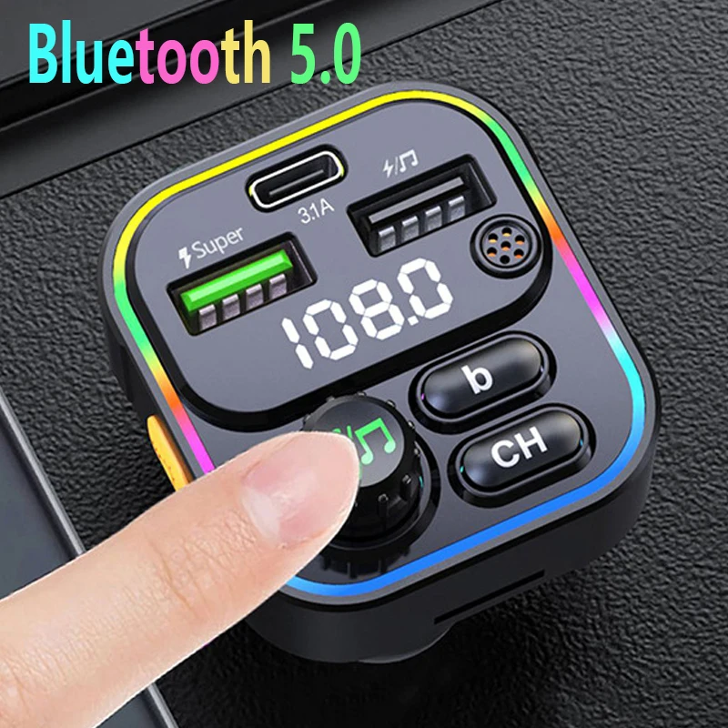 

JINSERTA Bluetooth 5.0 Car MP3 Player FM transmitter Receiver TF Card Lossless Music Playback Support U Disk Dual USB Charge