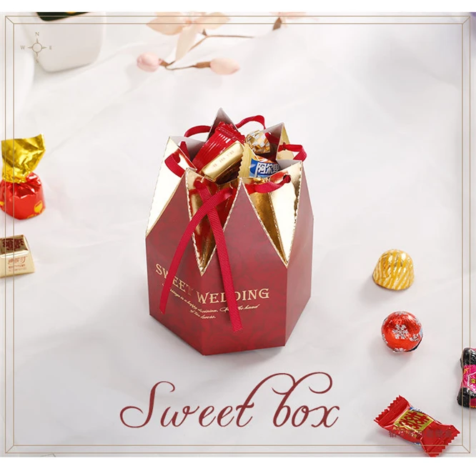 50 Pcs Korean style Favors Box Gifts Candy Boxes With Ribbon Baby Shower Wedding Event Party Supplies Creative candy gift box