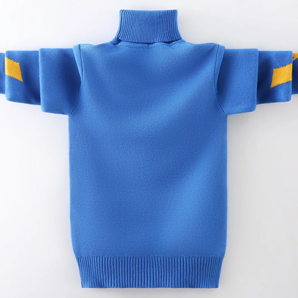 Зимний свитер для мальчиков теплая хлопковая одежда Детский пуловер с высоким