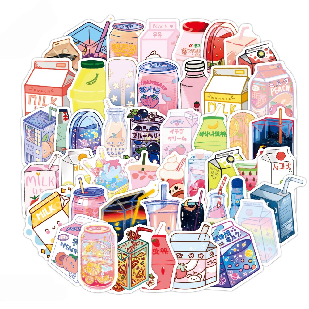 103050pcs kawaii drink cartoon graffiti stickers aesthetics phone laptop notebook luggage waterproof sticker decal kid toy free global shipping