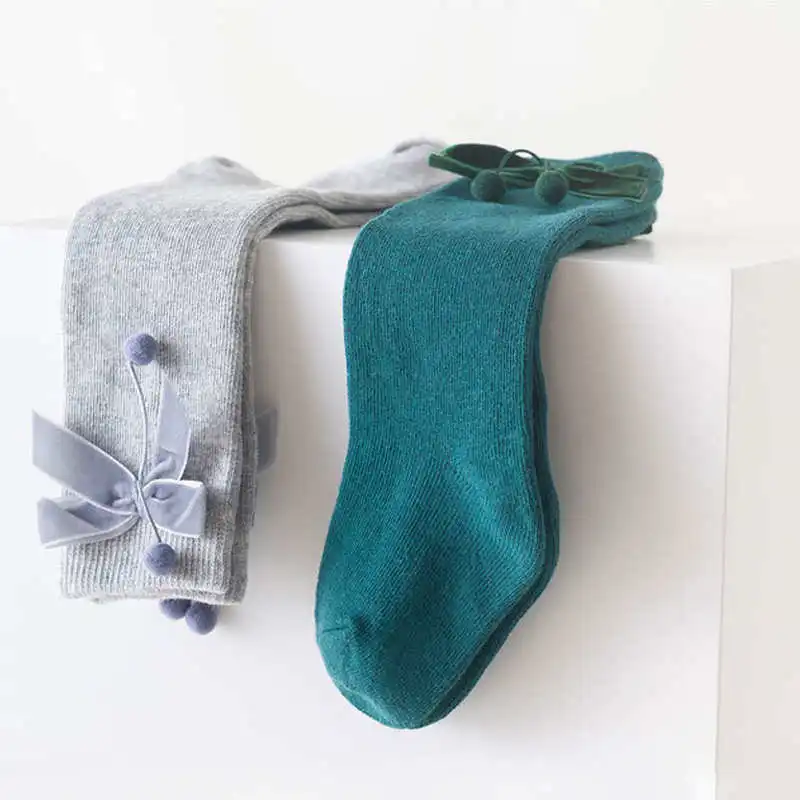 

Warmom Girls' Tube Socks Baby Cotton Socks New Style Children's Tube Socks Plain Velvet Bowknot Suitable for Autumn and Winter