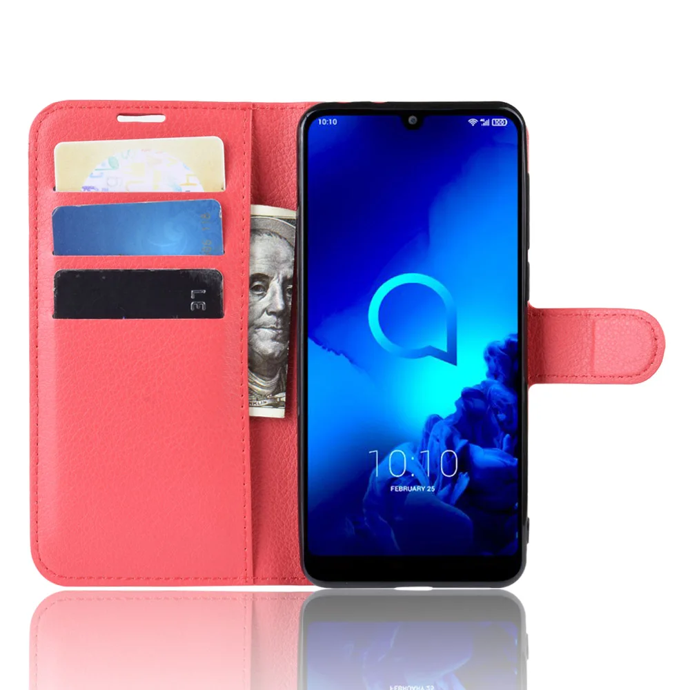 Красный 5039 чехол для Alcatel 3L, чехол, кошелек, карта, Стент, книга, стиль, флип, кожаный защитный чехол s, черный 5039U 5039D Alcatel3L Alcatel5039 - Цвет: Красный