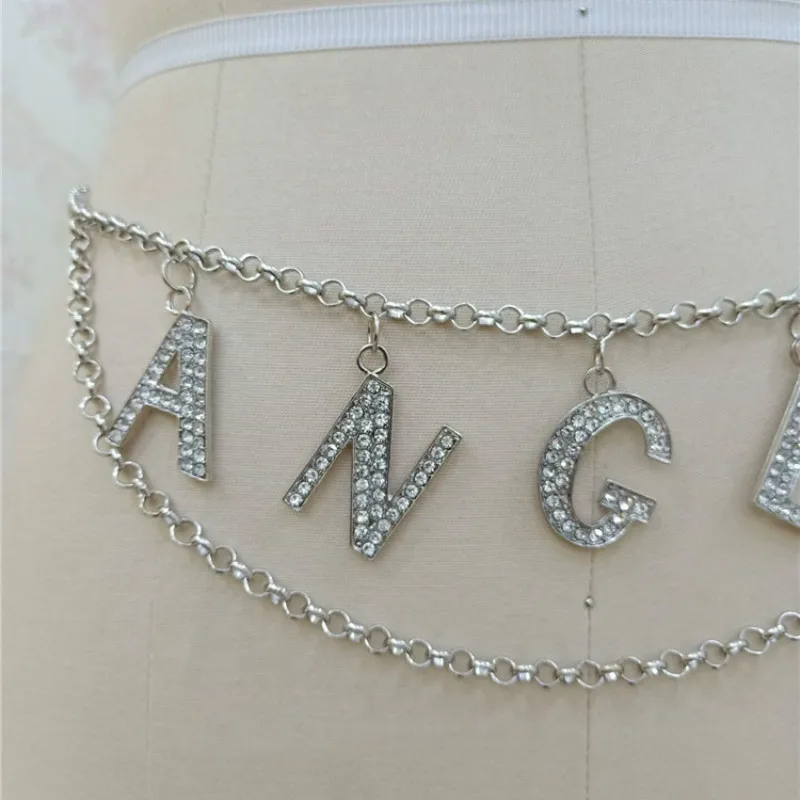 Women Crystal Letter Angel Belly Chains Bohemia Beach Belt Chain Female Charm Waist Clothing Accessories Cahin Body Verano Mujer |