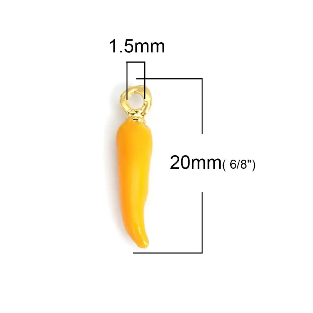 Doreen Box Fashion Colorful Chili Charms Gold Metal Enamel Pendants DIY Earrings Necklace WomenJewelry Gift 20mm x 4mm 10PCs | Украшения и