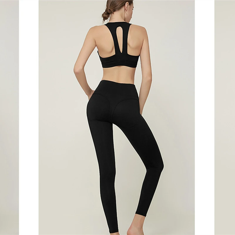 Женская тренировка 2 шт Бесшовные Леггинсы для йоги с спортивным бюстгальтером