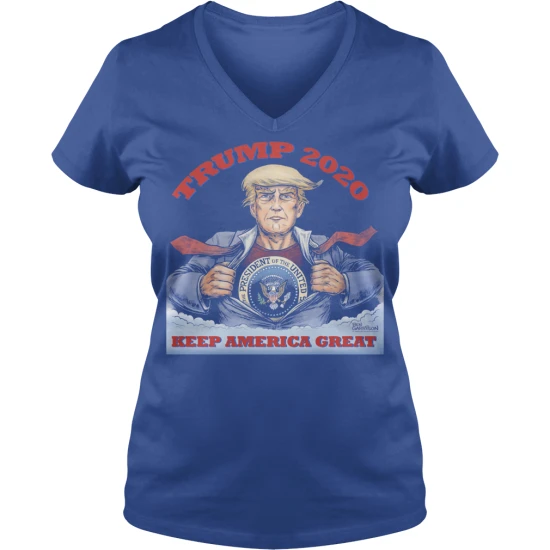Футболка с V-образным вырезом и надписью Keep America Great Ladies от Трампа 2020 | Женская