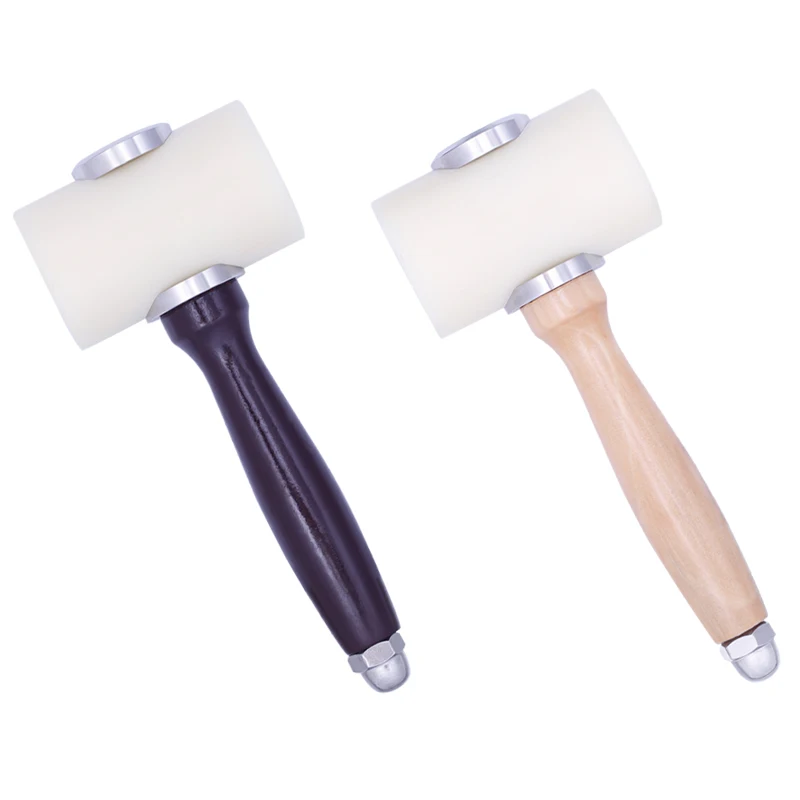 

Nonvor DIY Leather Craft Hammer Nylon Hammer Solid Wood Handle Printing Carving Hammer T-Shaped Double Hammer Sewing Craft Tool