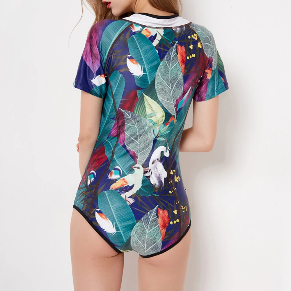 Профессиональный купальник цельный комбинезон с коротким рукавом Купальник