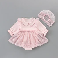 baby girls clothes autumn bodysuits infant baby girls christening baptism party princess dresslace hat 2pcsset pink 0 2y