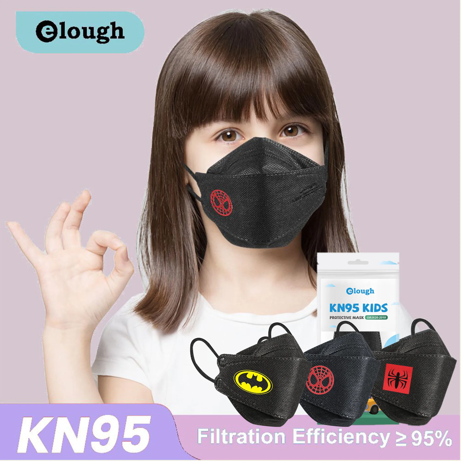 

Elough Kn95 Children Mask Korea Fish FPP2mask Certified Kids Marve Cartoon Reusbale Mascarillas FFP2 Homologada CE ffpp3 Niños