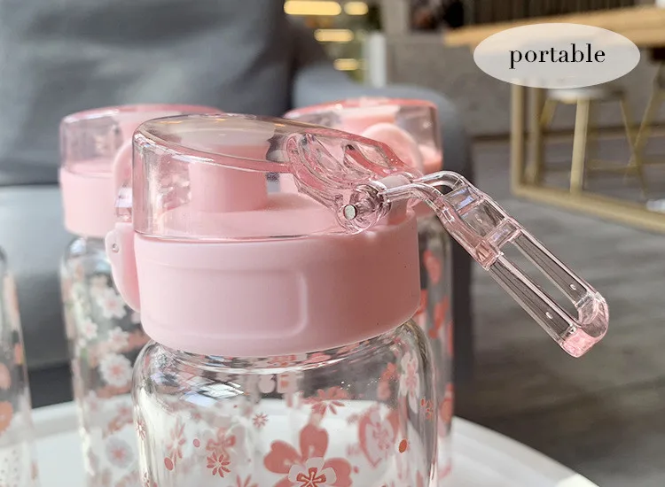 Howtelee sakura пресс крышки очки бутылка для воды цветы чашки Кофе Молоко класс стеклянные чашки девушка бутылки