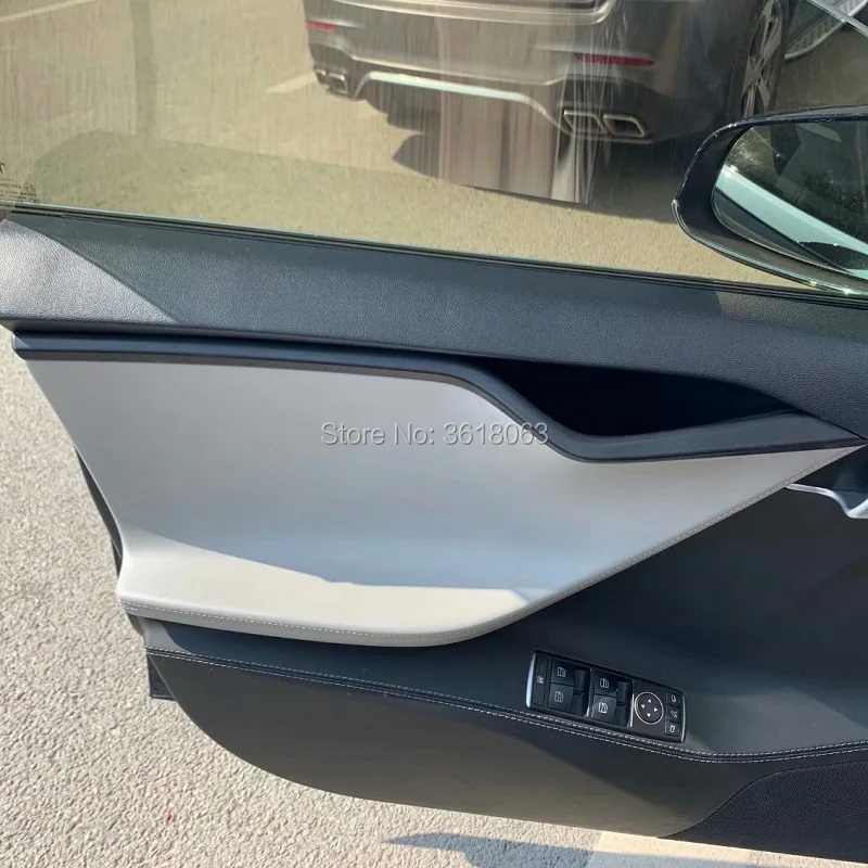 Для Tesla модель S углеродное волокно автомобиля внутренняя дверная панель полоса крышка двери внутренний стикер для подлокотника отделка Аксессуары для укладки