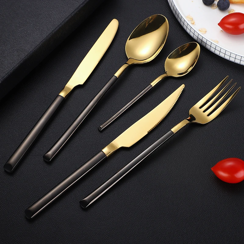 

Spklifey Dinnerware Gold Spoon Cutlery Set Fork Spoon Steel Cutlery Set Steak Knife Stainless Steel Cutlery Dinnerware Set