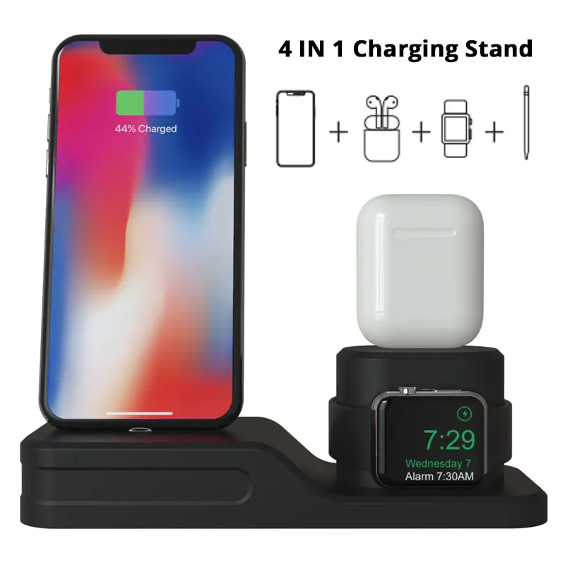 Подставка для iPhone X 7 8 6 6s настольная зарядная док станция Airpods силиконовая